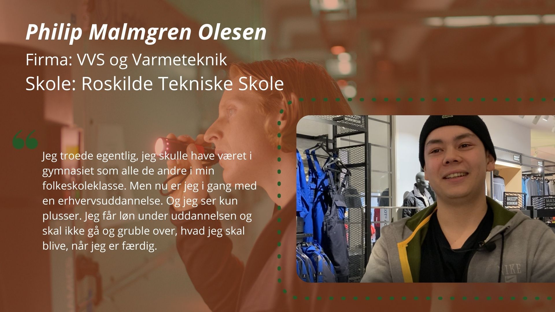 Præsentation af Philip Malmgren Olesen, deltager i DM i Skills for vvs-energiuddannelsen