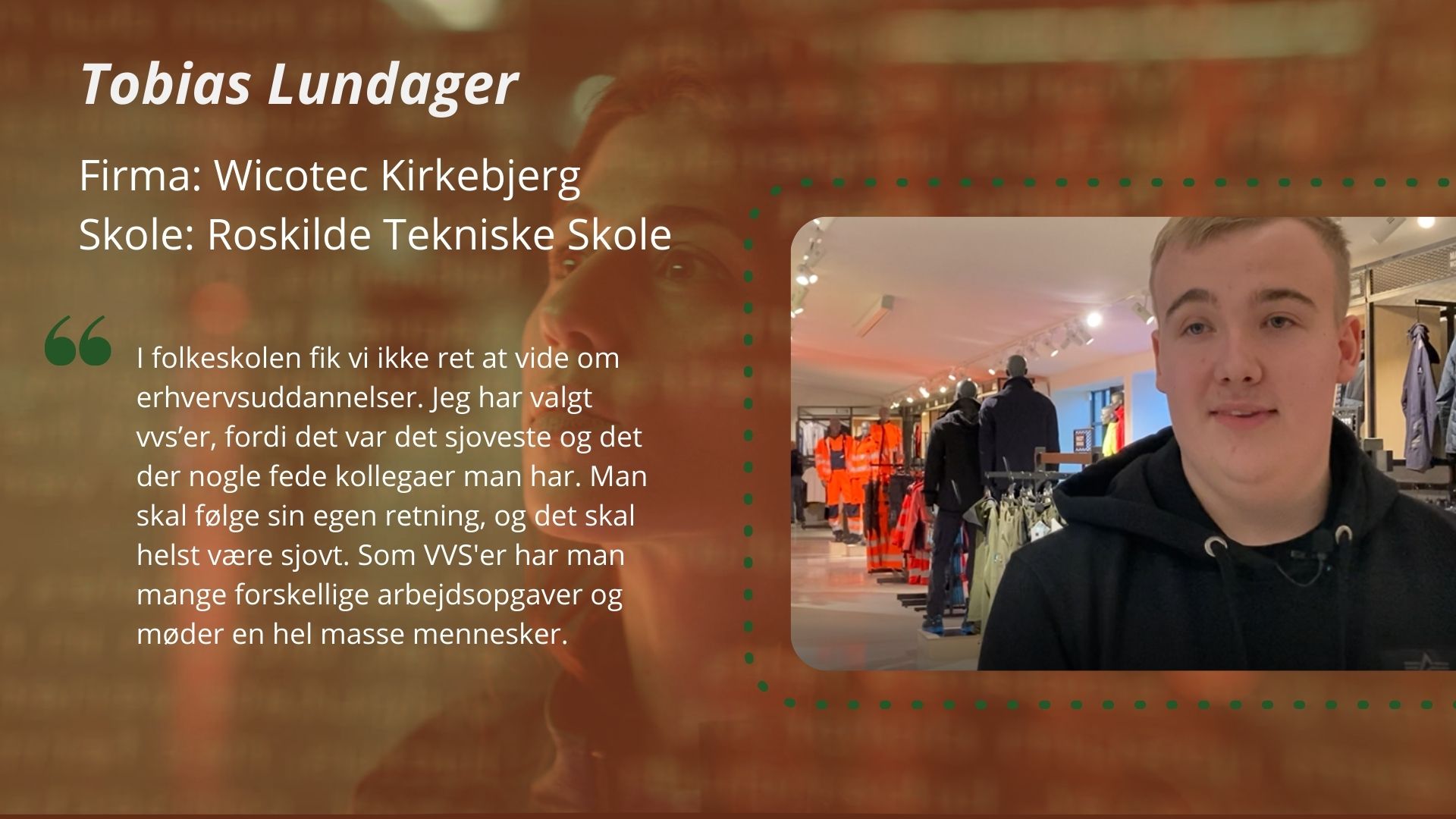 Præsentation af Tobias Lundager, deltager i DM i Skills for vvs-energiuddannelsen